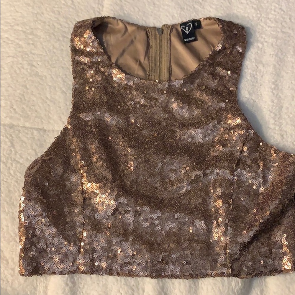 Gold sequins crop top